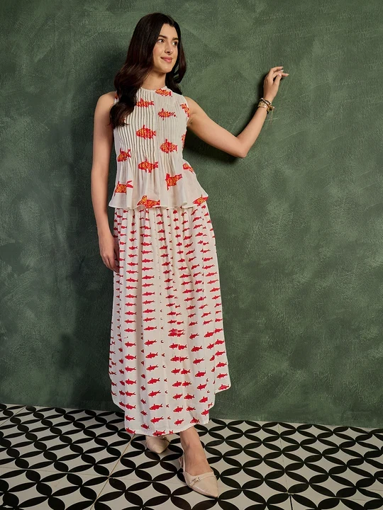 Maya Embroidered High-Slit Kurti with Trousers (Design 2)