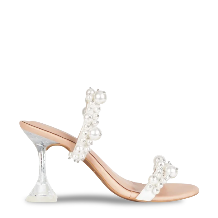 Rose Gold Ankle-Strap Stiletto Heels angle 2